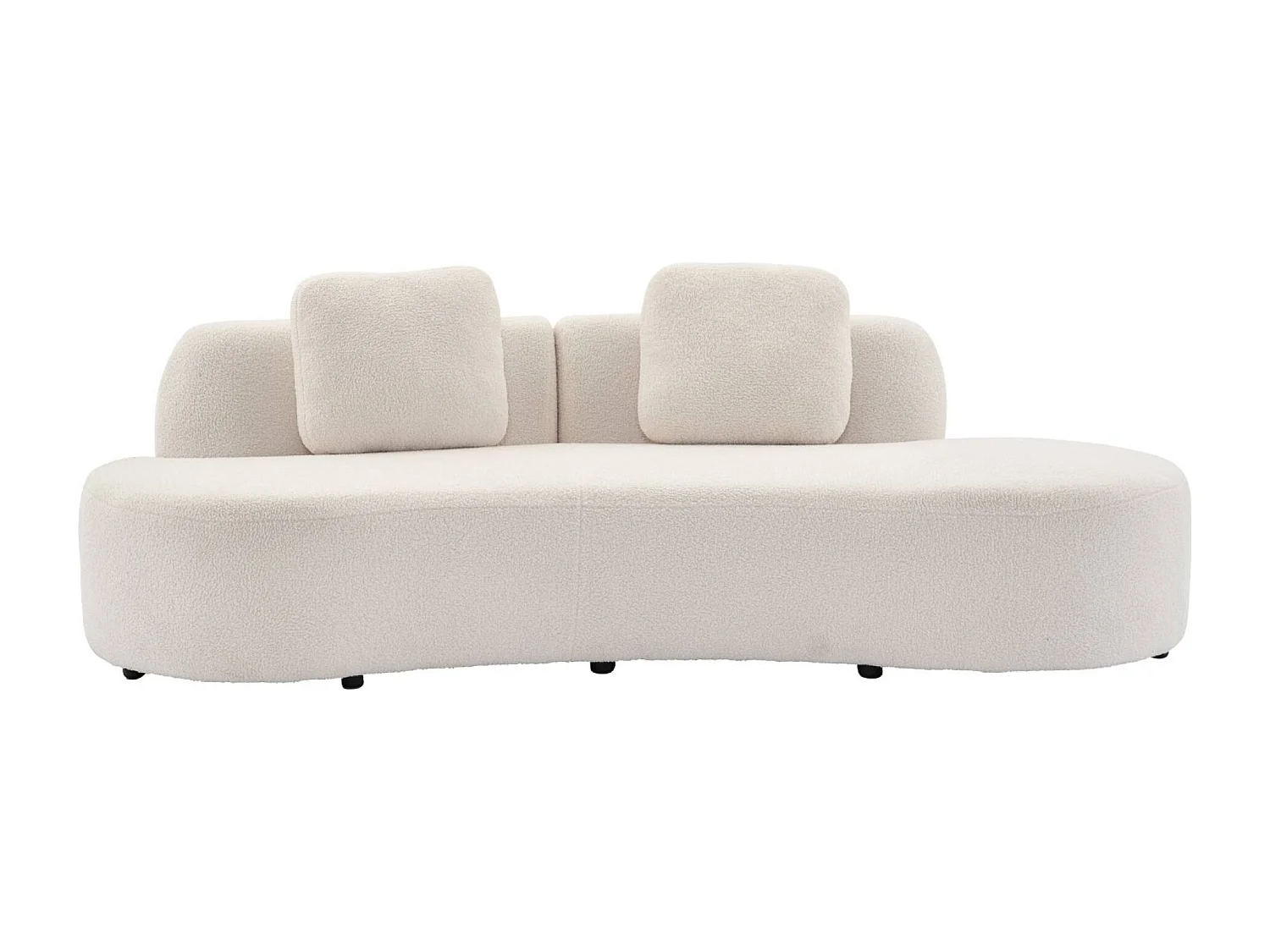 Divano virgola organico 3 posti bouclé, crema