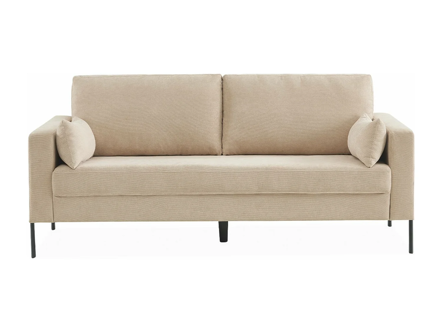 Canapé en velours côtelé beige - Bjorn - Canapé 3 places fixe droit pieds métal
