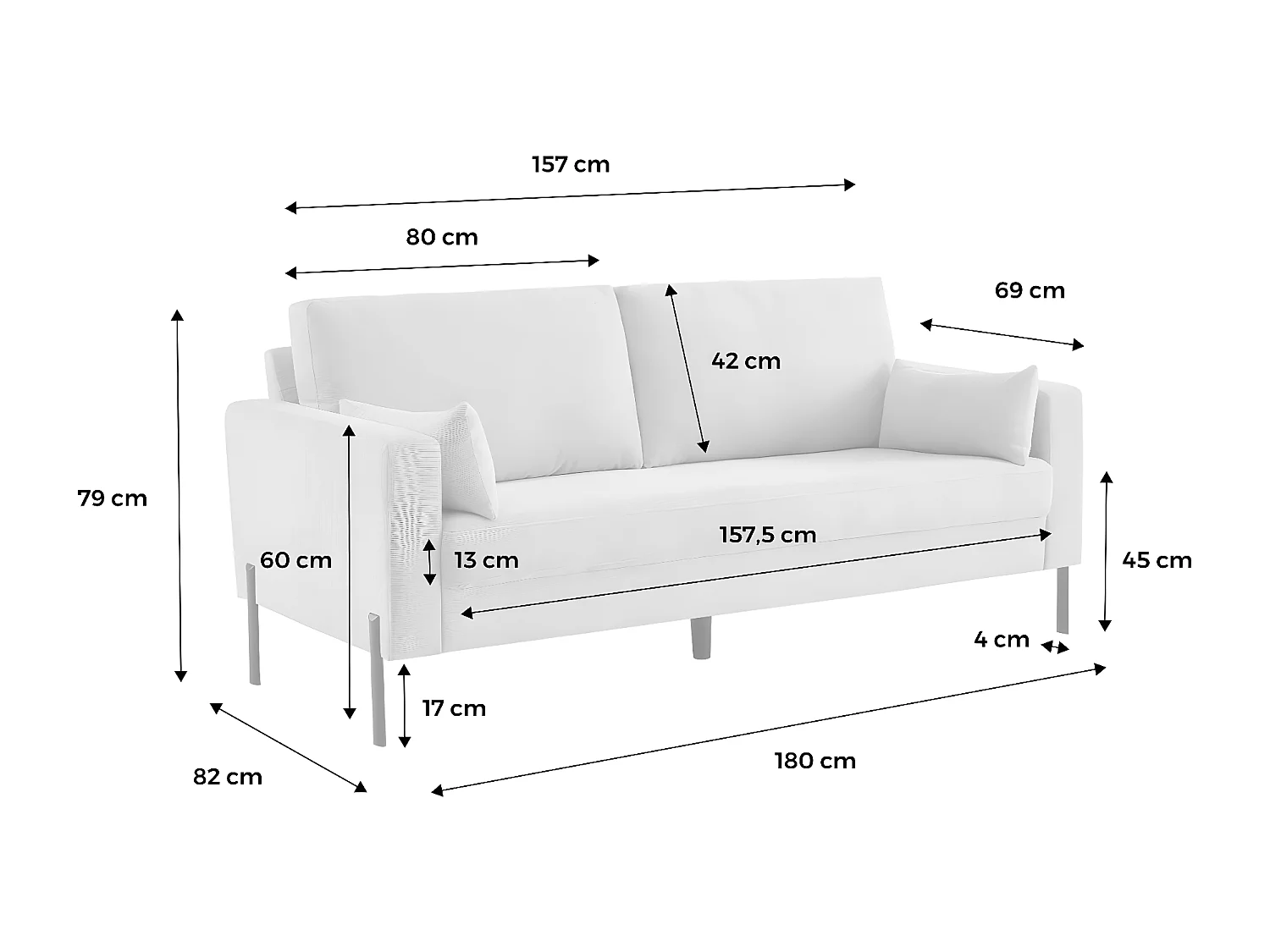 Canapé en velours côtelé beige - Bjorn - Canapé 3 places fixe droit pieds métal