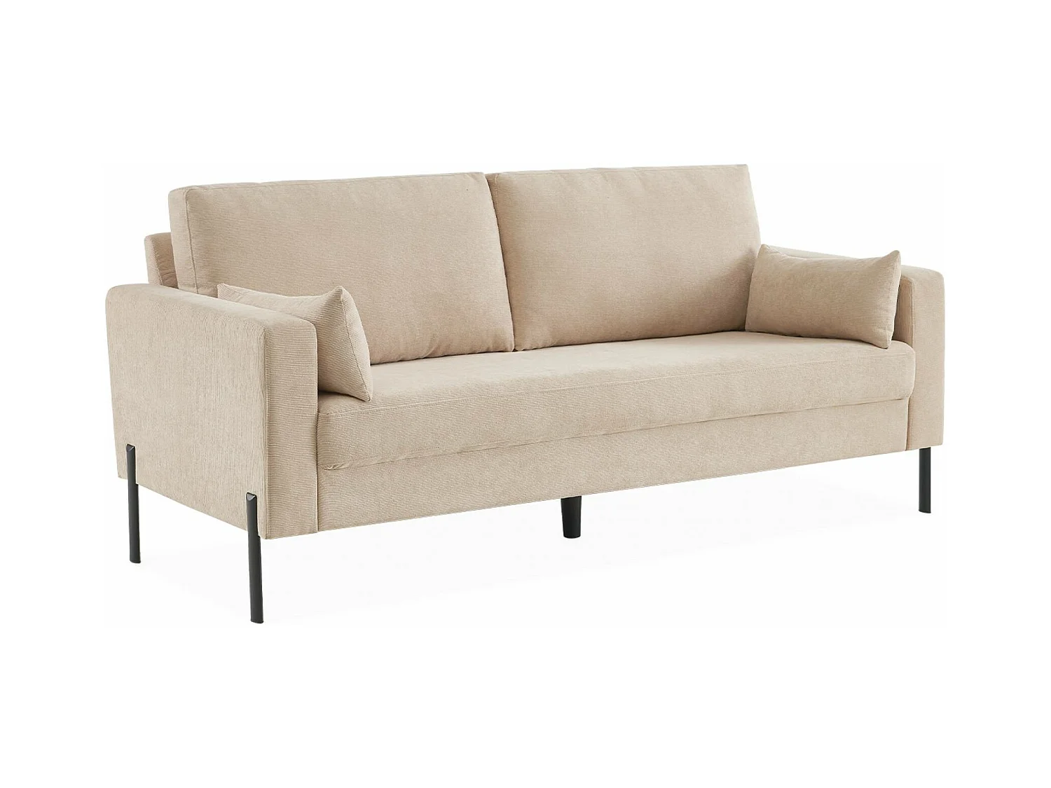 Divano a 3 posti in velluto a coste, gambe in metallo, beige