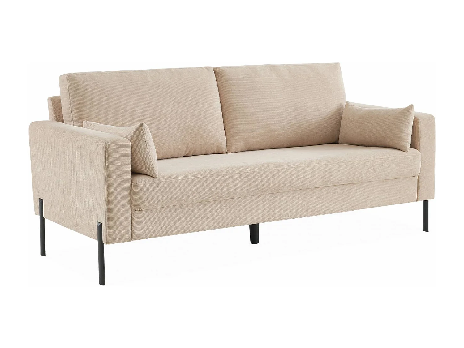 Divano in velluto a coste con gambe in metallo, 3 posti, beige