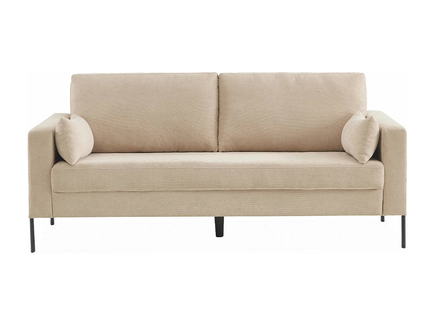 Sofá de pana con patas de metal, 3 plazas beige