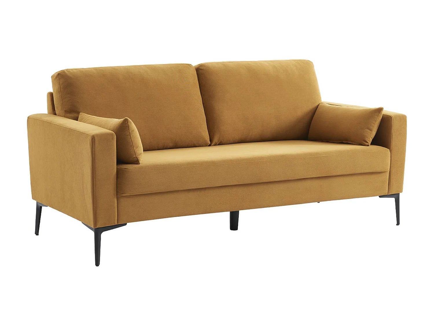 Sofá de pana con patas de metal de 3 plazas ocre