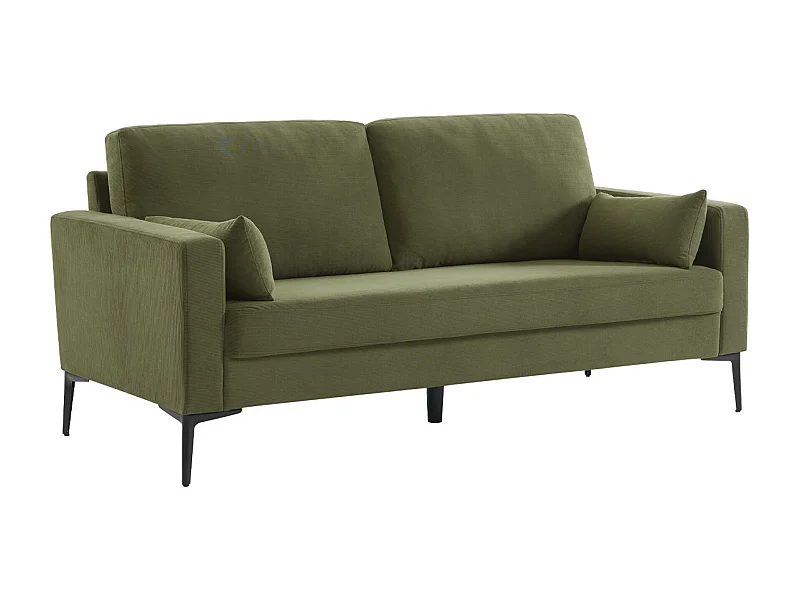 Divano a 3 posti in velluto a coste, gambe in metallo, kaki