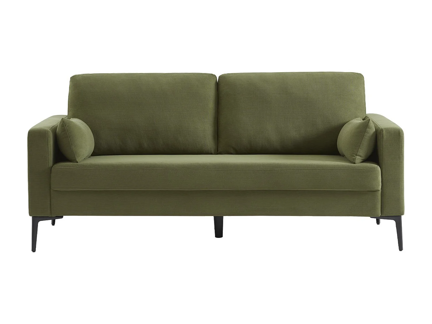 Divano a 3 posti in velluto a coste, gambe in metallo, kaki