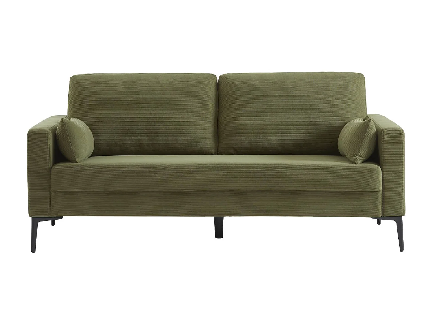 Sofá de pana con patas de metal, 3 plazas kaki oscuro