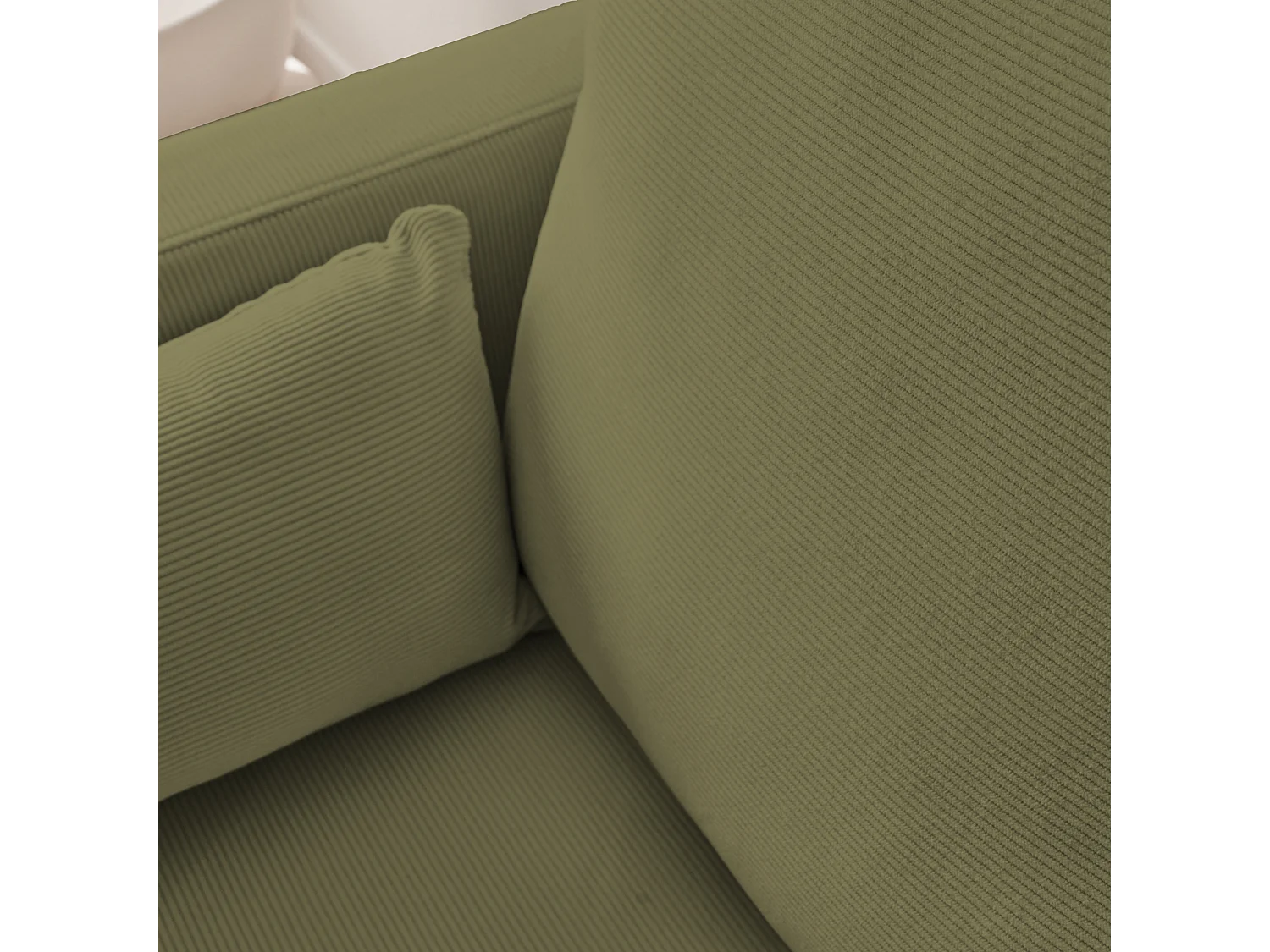 Canapé en velours côtelé kaki foncé- Bjorn - Canapé 3 places fixe droit pieds métal