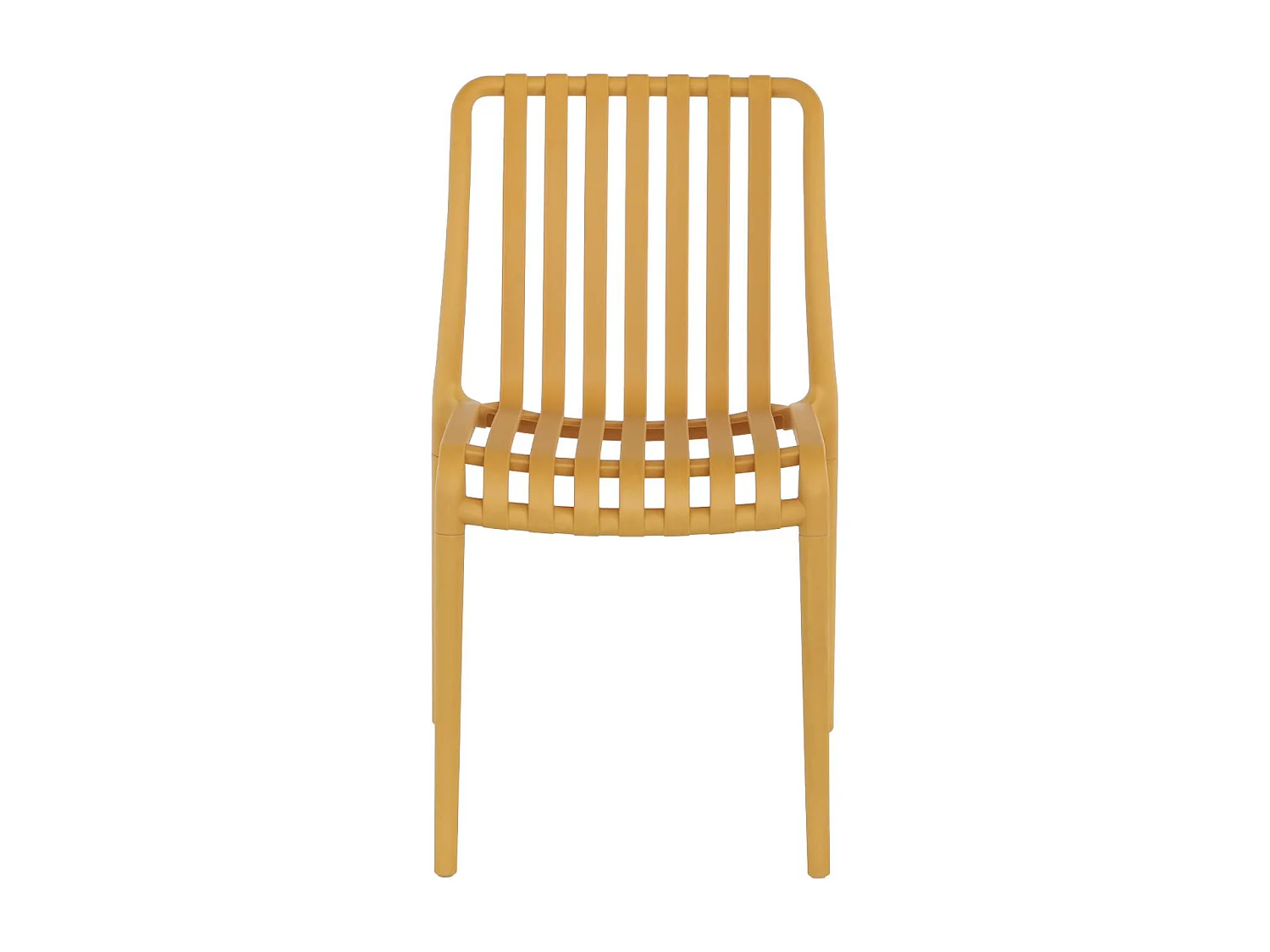 Lot de 4 chaises de jardin en plastique moutarde. empilables. déjà montées