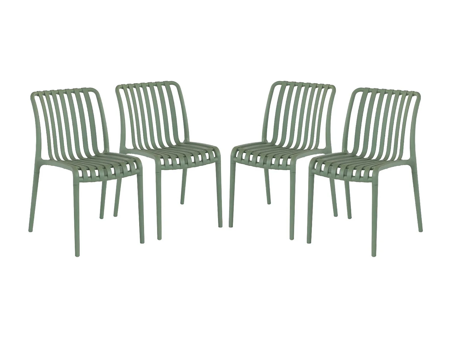 Silla de jardín de plástico, apilable, set de 4 verde grisáceo