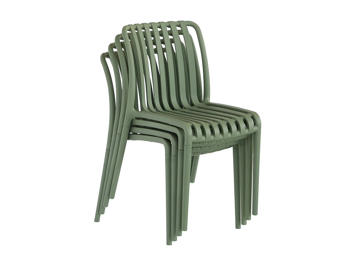 Silla de jardín de plástico, apilable, set de 4 verde grisáceo