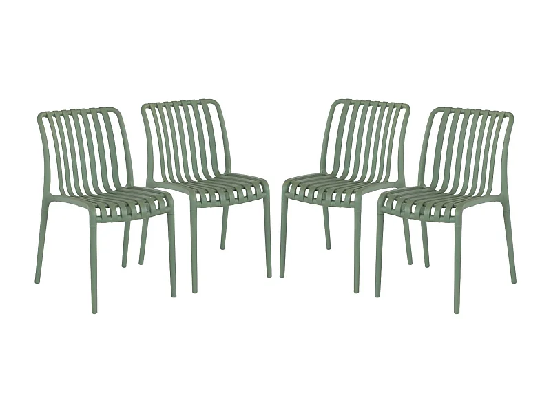 Silla de jardín de plástico, apilable, set de 4 verde grisáceo