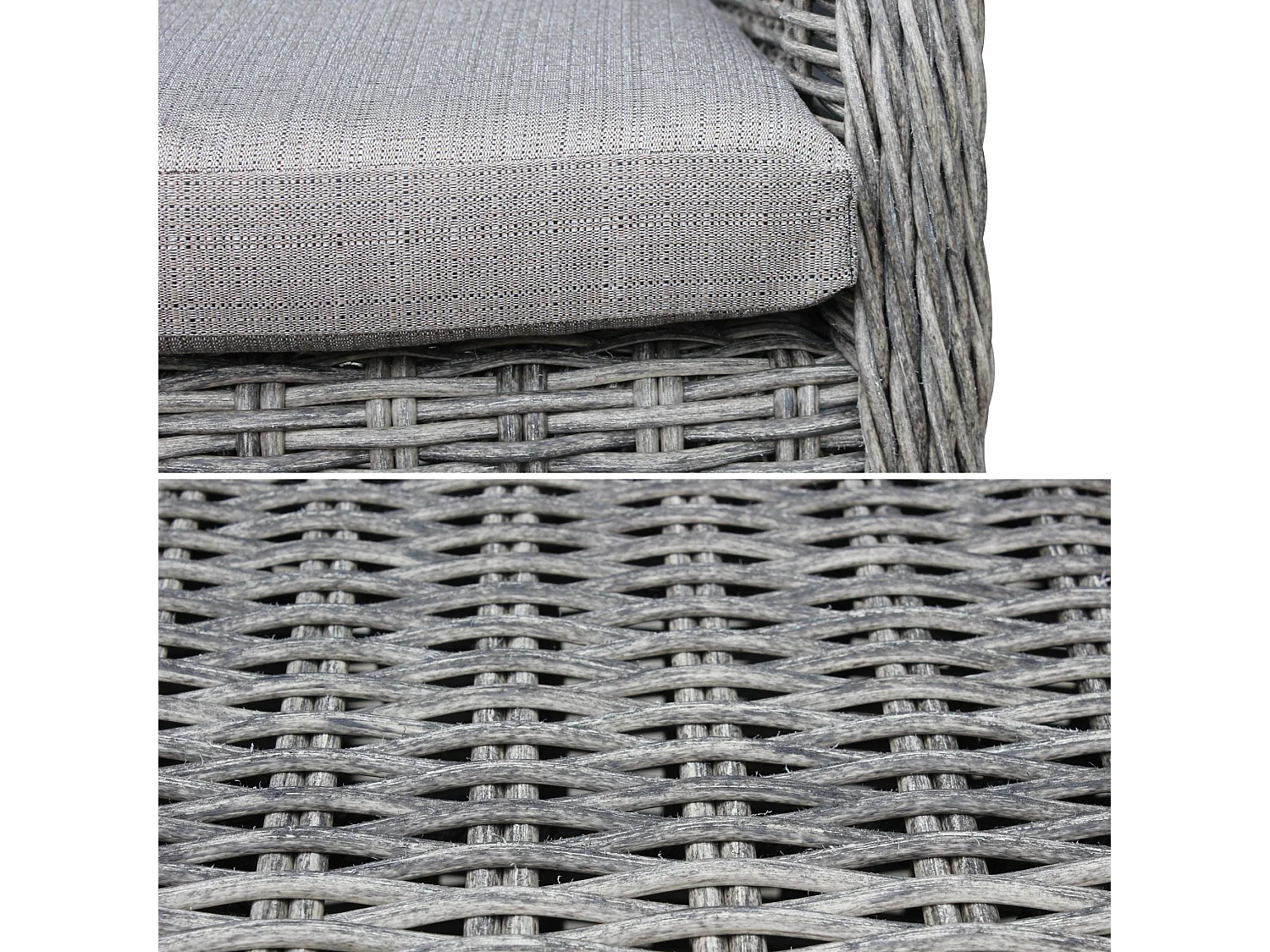 Sillón de jardín redondo de resina trenzada, set de 2 gris