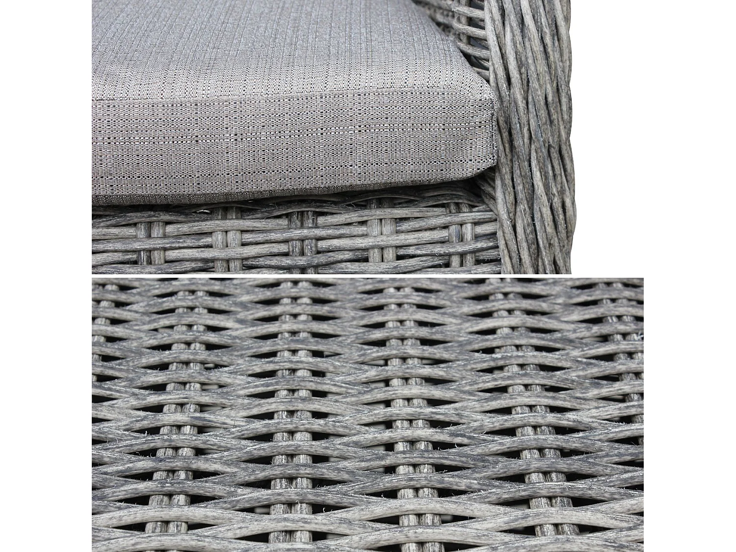 Sillón de jardín redondo de resina trenzada, set de 2 gris