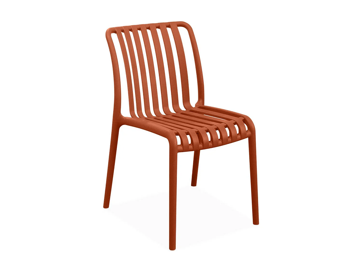 Lot de 4 chaises de jardin en plastique terracotta. empilables. déjà montées