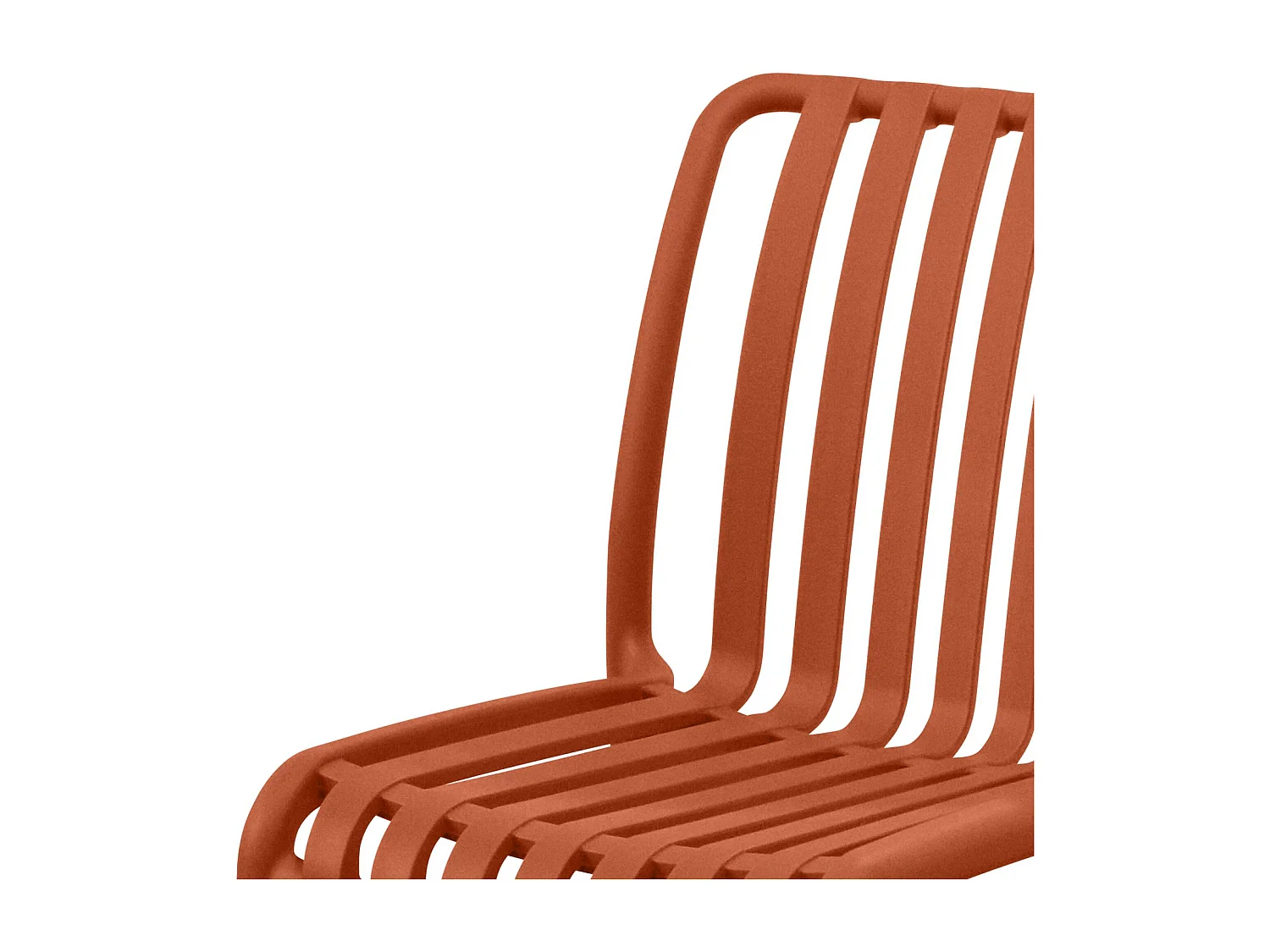 Lot de 4 chaises de jardin en plastique terracotta. empilables. déjà montées