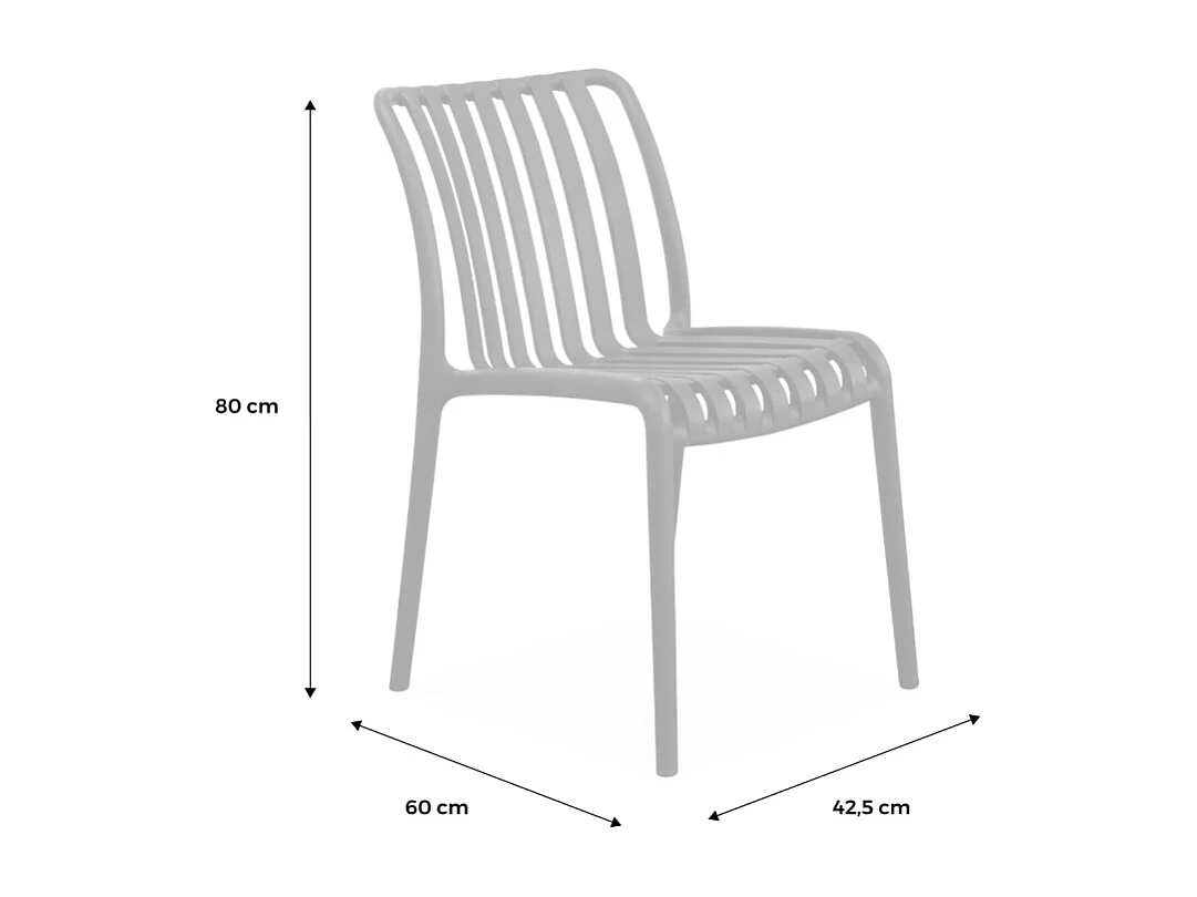 Lot de 4 chaises de jardin en plastique terracotta. empilables. déjà montées