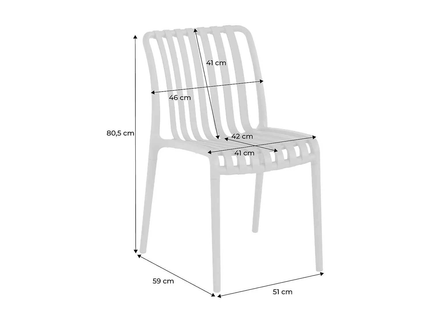 Lot de 4 chaises de jardin en plastique terracotta. empilables. déjà montées