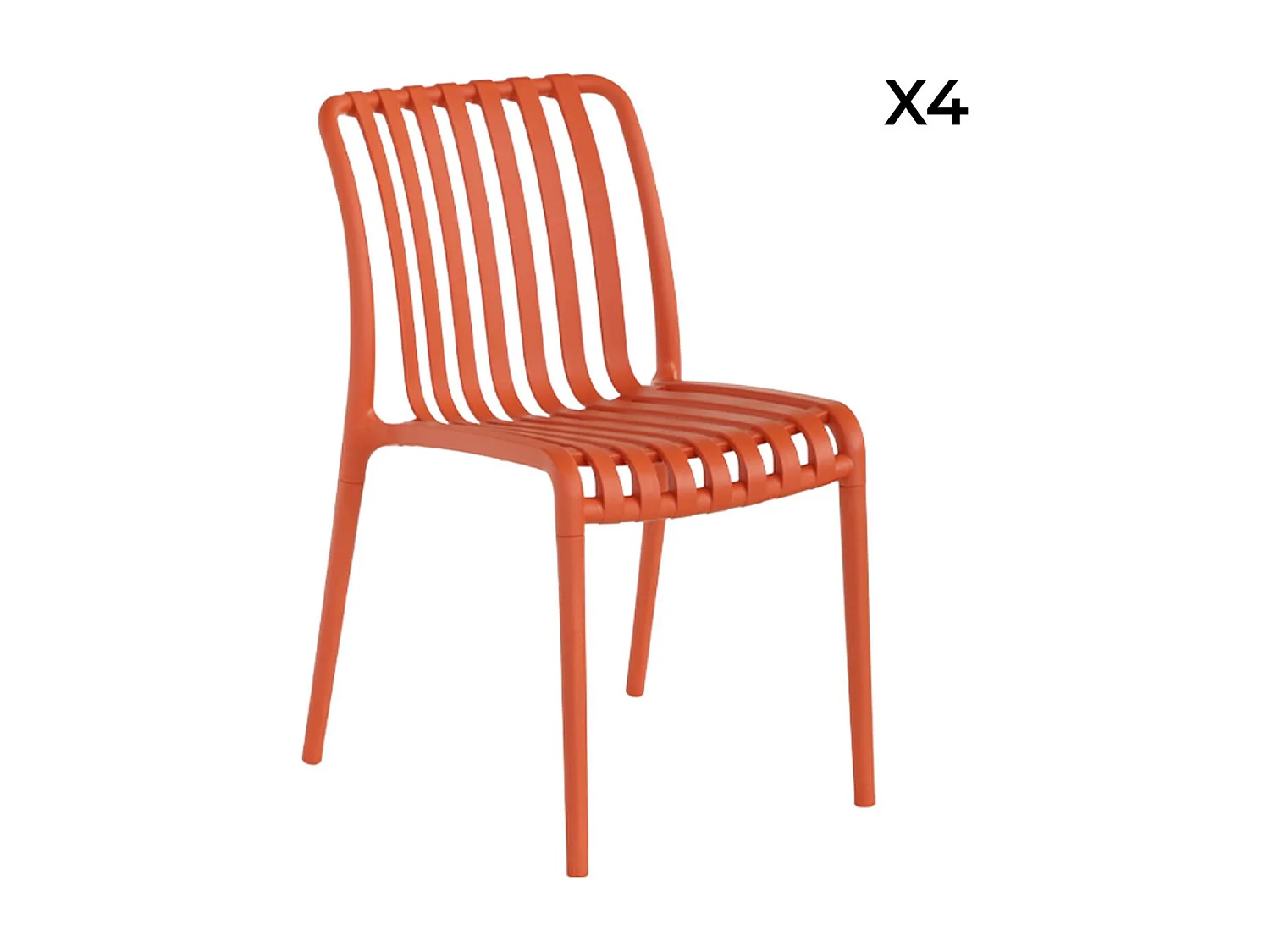 Lot de 4 chaises de jardin en plastique terracotta. empilables. déjà montées