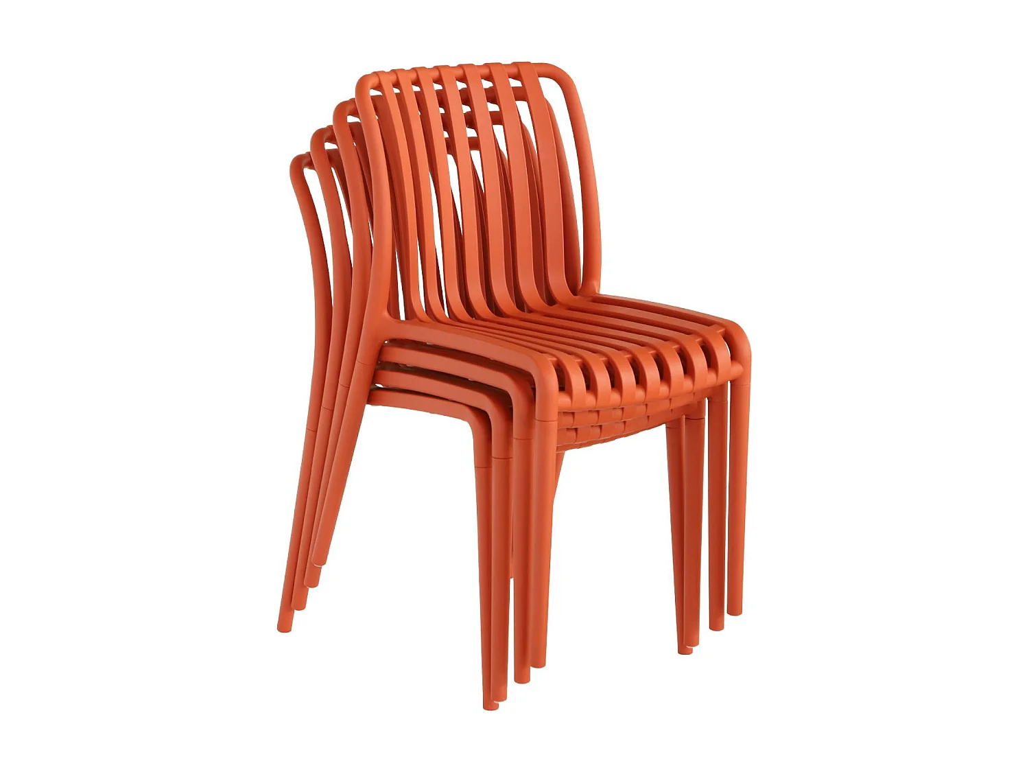 Lot de 4 chaises de jardin en plastique terracotta. empilables. déjà montées