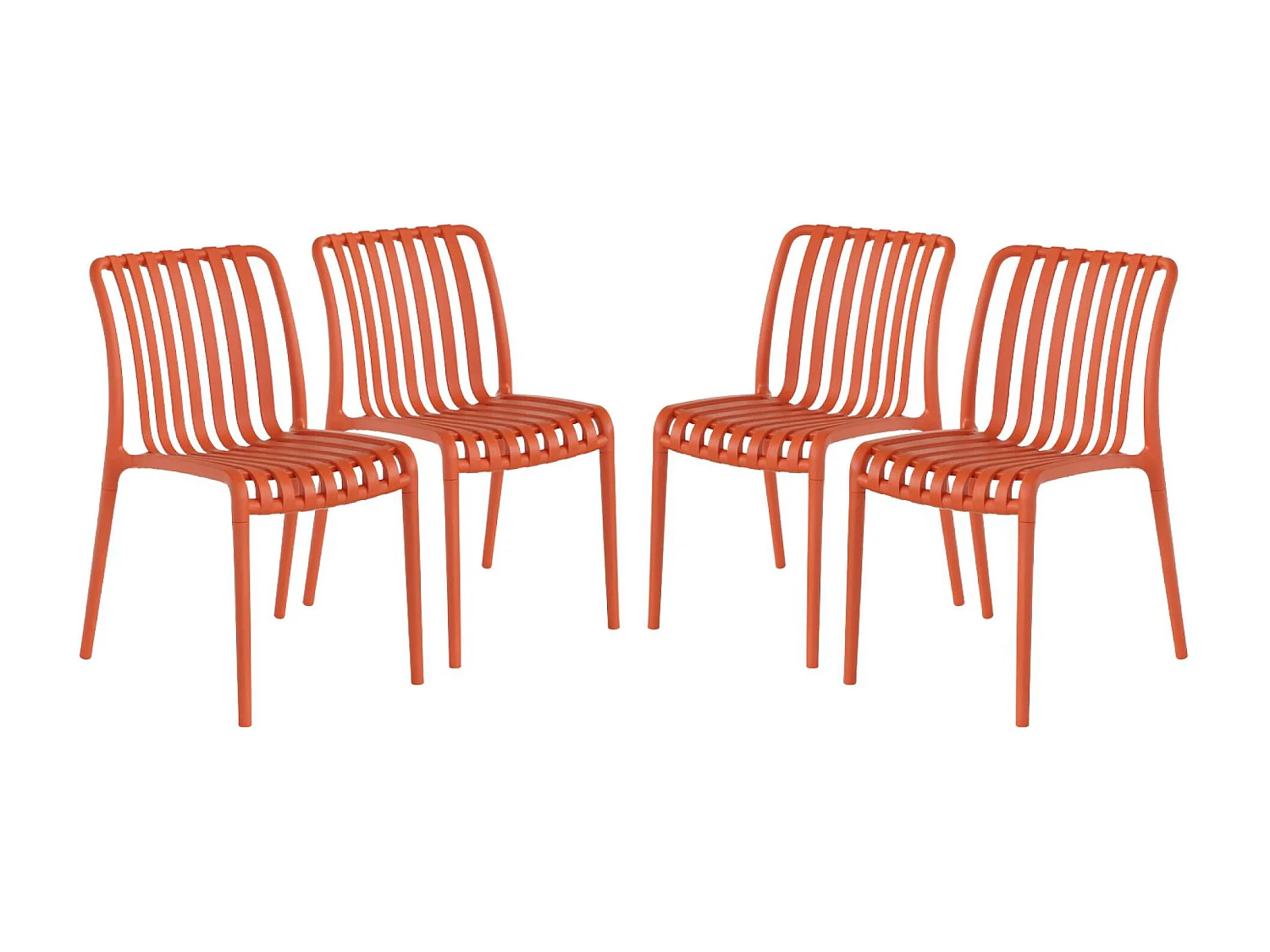 Silla de jardín de plástico, apilable, set de 4 terracotta