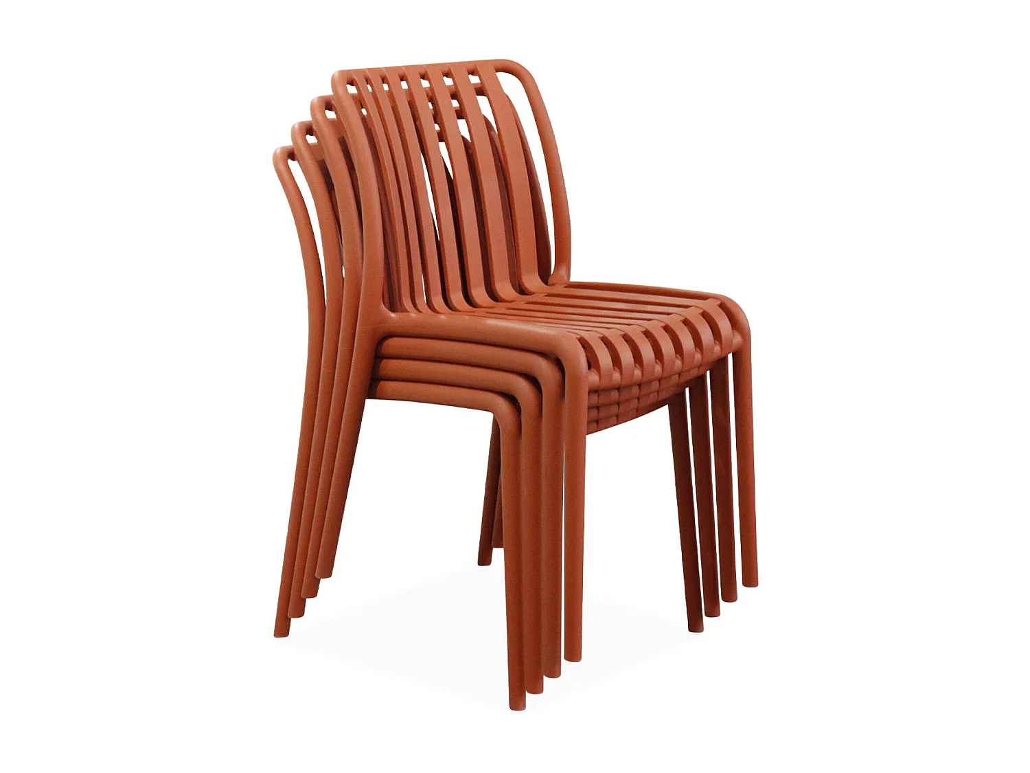 Silla de jardín de plástico, apilable, set de 4 terracotta