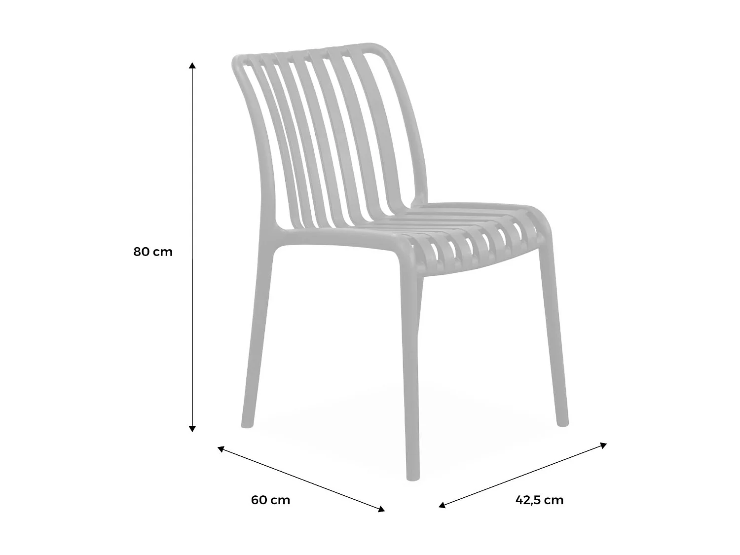 Silla de jardín de plástico, apilable, set de 4 terracotta