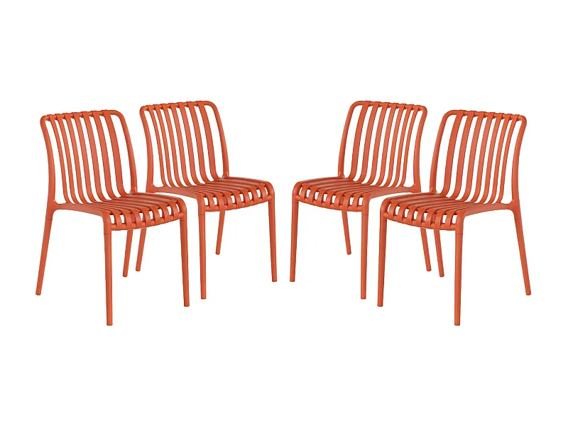 Lot de 4 chaises de jardin en plastique terracotta. empilables. déjà montées