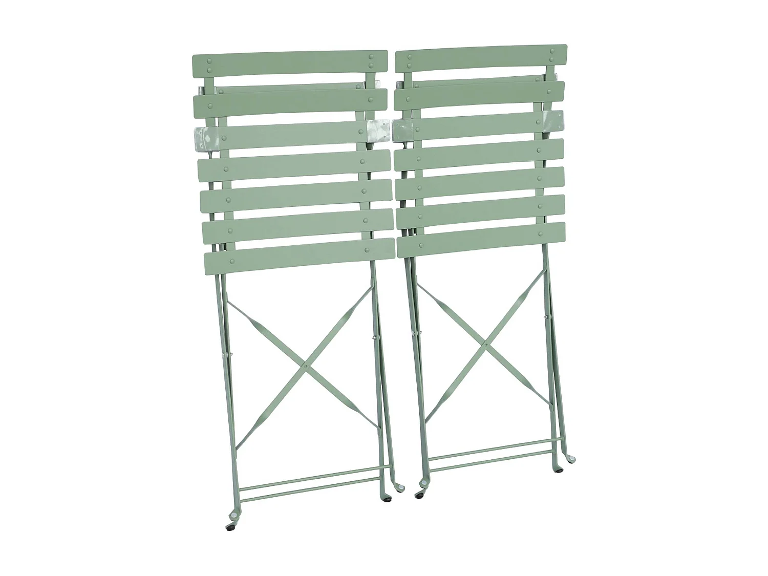 Set di 2 sedie da giardino pieghevole in metallo, verde grigio