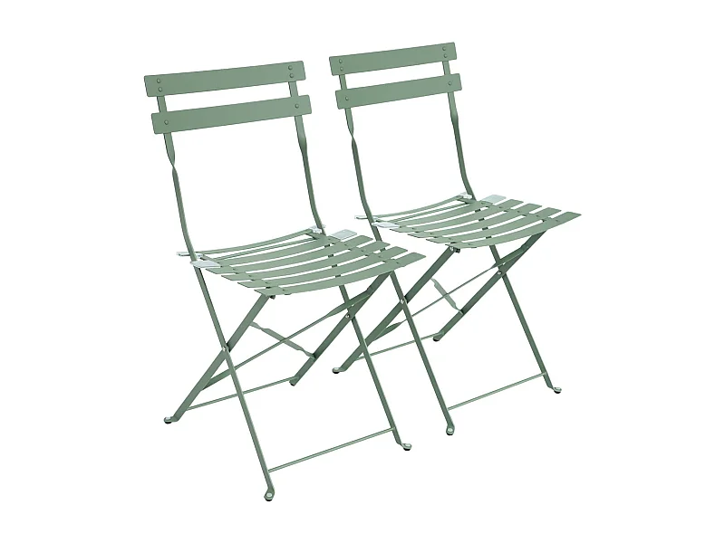 Lot de 2 chaises de jardin bistrot pliables en acier thermolaqué. 49.5 x 41 x 80.5cm