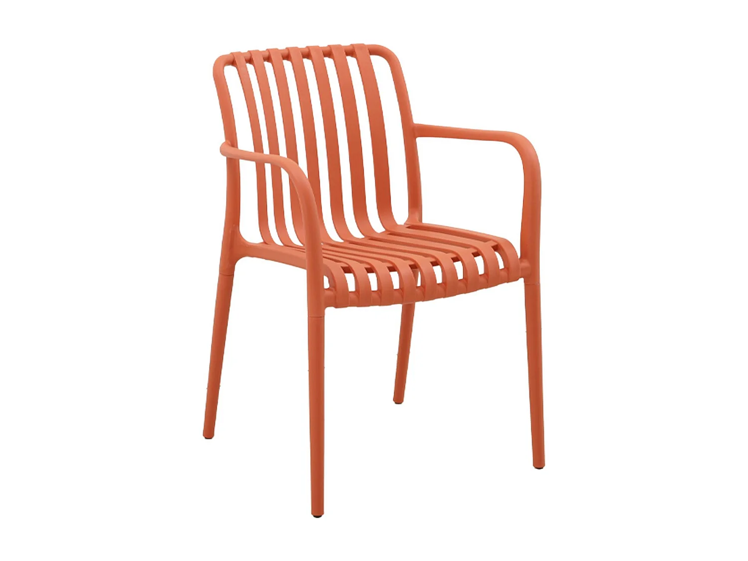 Lot de 4 fauteuils de jardin en plastique terracotta. empilables. design linéaire