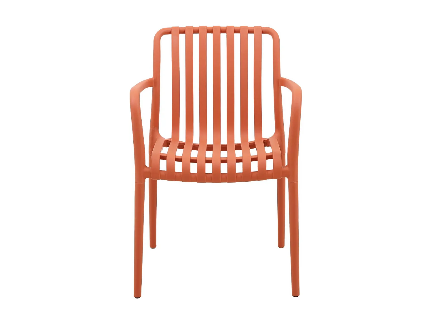 Lot de 4 fauteuils de jardin en plastique terracotta. empilables. design linéaire