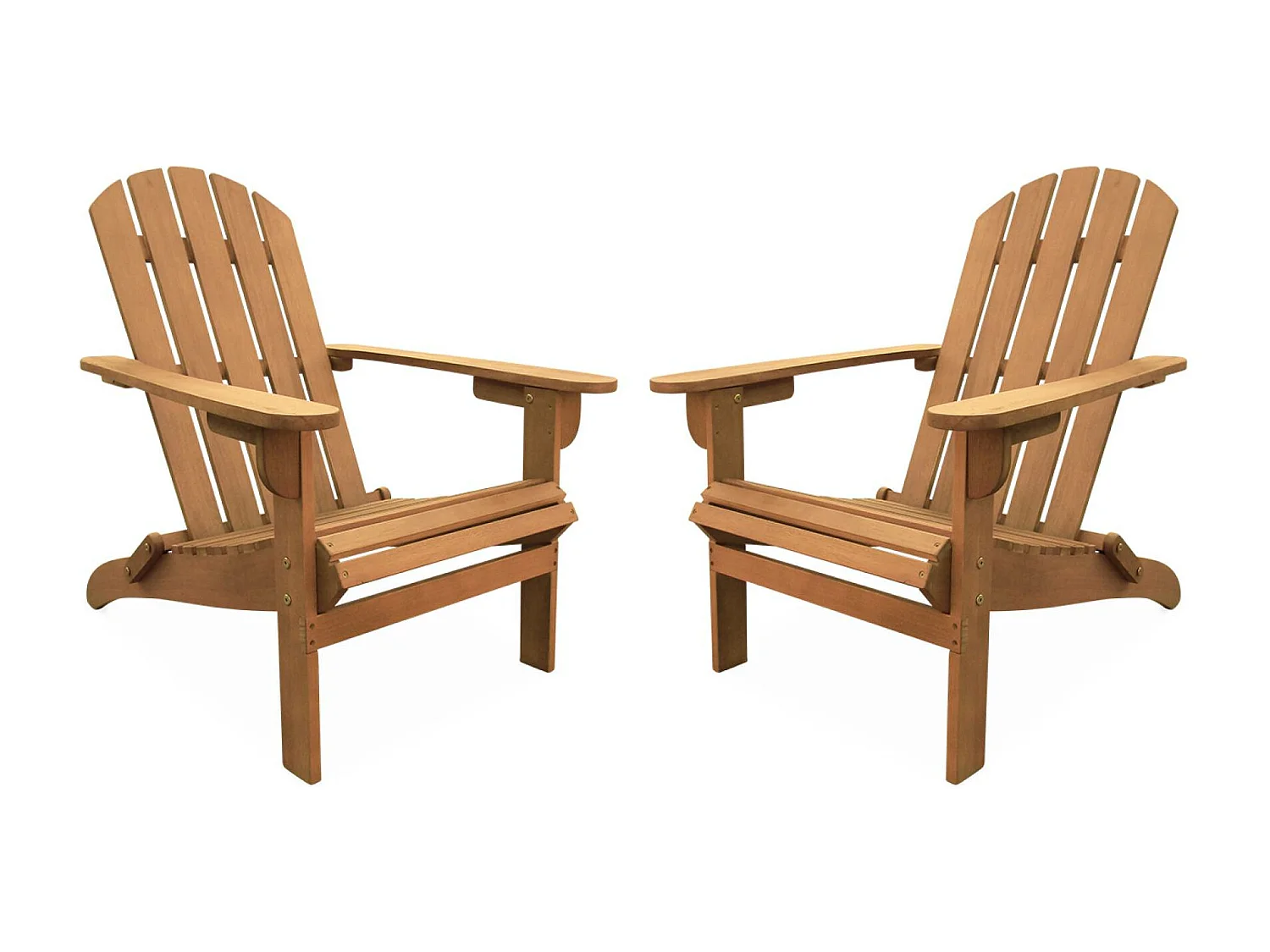Lot de 2 fauteuils de jardin en bois - Adirondack Salamanca- Eucalyptus. chaises de terrasse rétro. sièges de plage