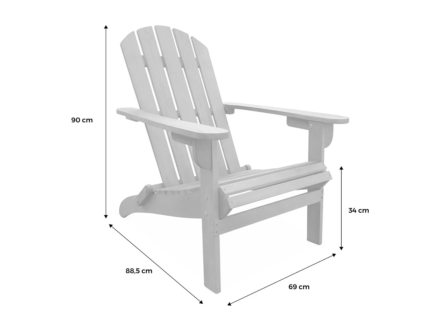 Lot de 2 fauteuils de jardin en bois - Adirondack Salamanca- Eucalyptus. chaises de terrasse rétro. sièges de plage