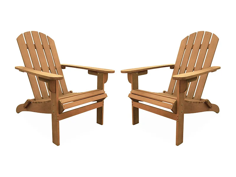 Poltrona da giardino in legno, set di 2, marrone naturale