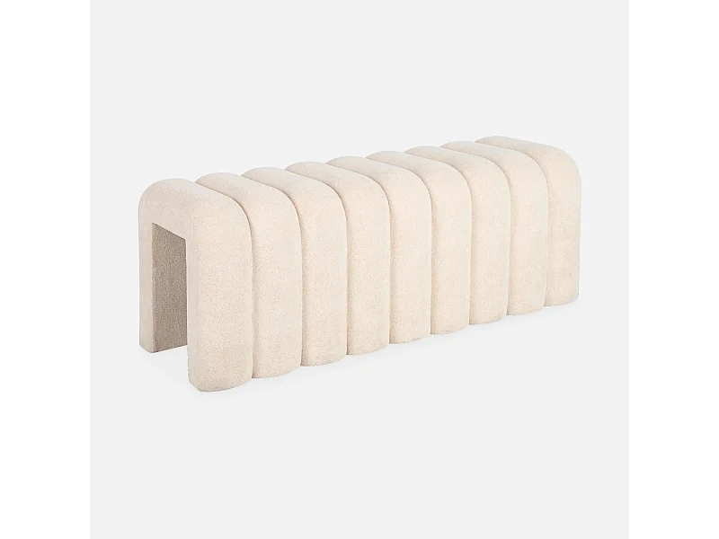 Panca, fine letto contemporaneo tessuto, beige