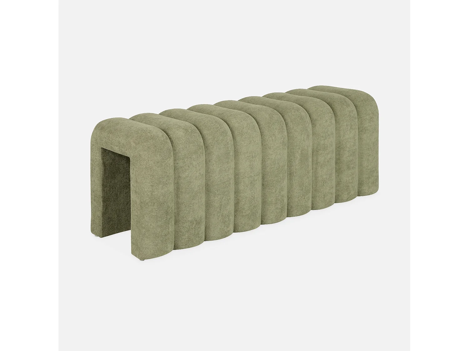Banc. bout de lit vert contemporain en tissu