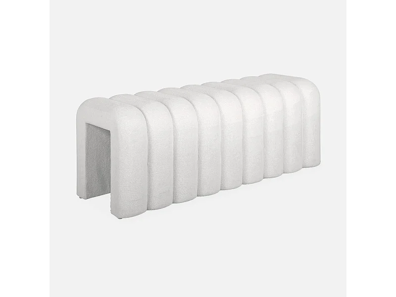 Banc. bout de lit blanc contemporain en tissu
