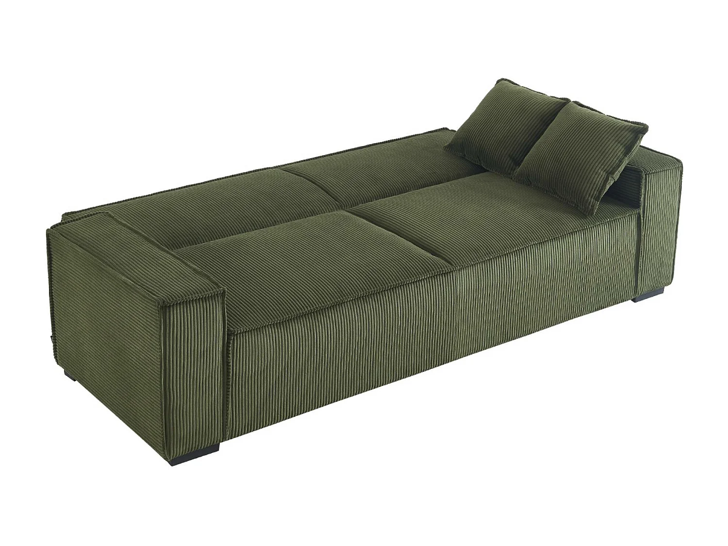 Divano letto a 3 posti in velluto a coste, kaki