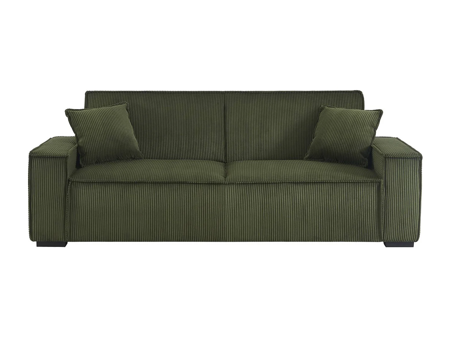 Sofá cama de pana de 3 plazas kaki oscuro