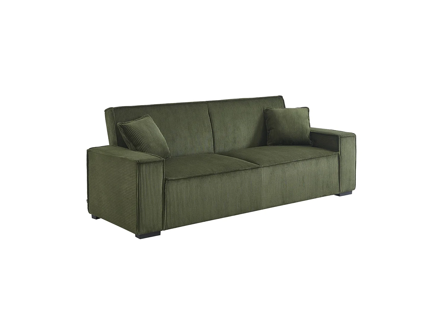 Canapé convertible clic-clac 3 places en velours côtelé kaki 231x96x80 cm