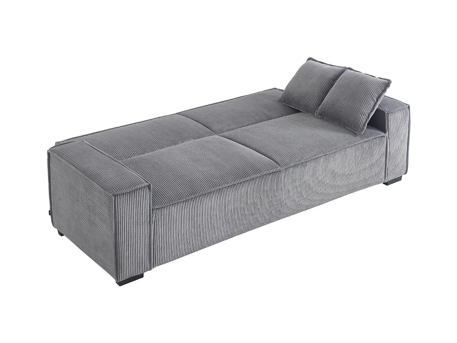 Canapé convertible 3 places gris clair velours côtelé L 231 x P 96.5 x H 80cm