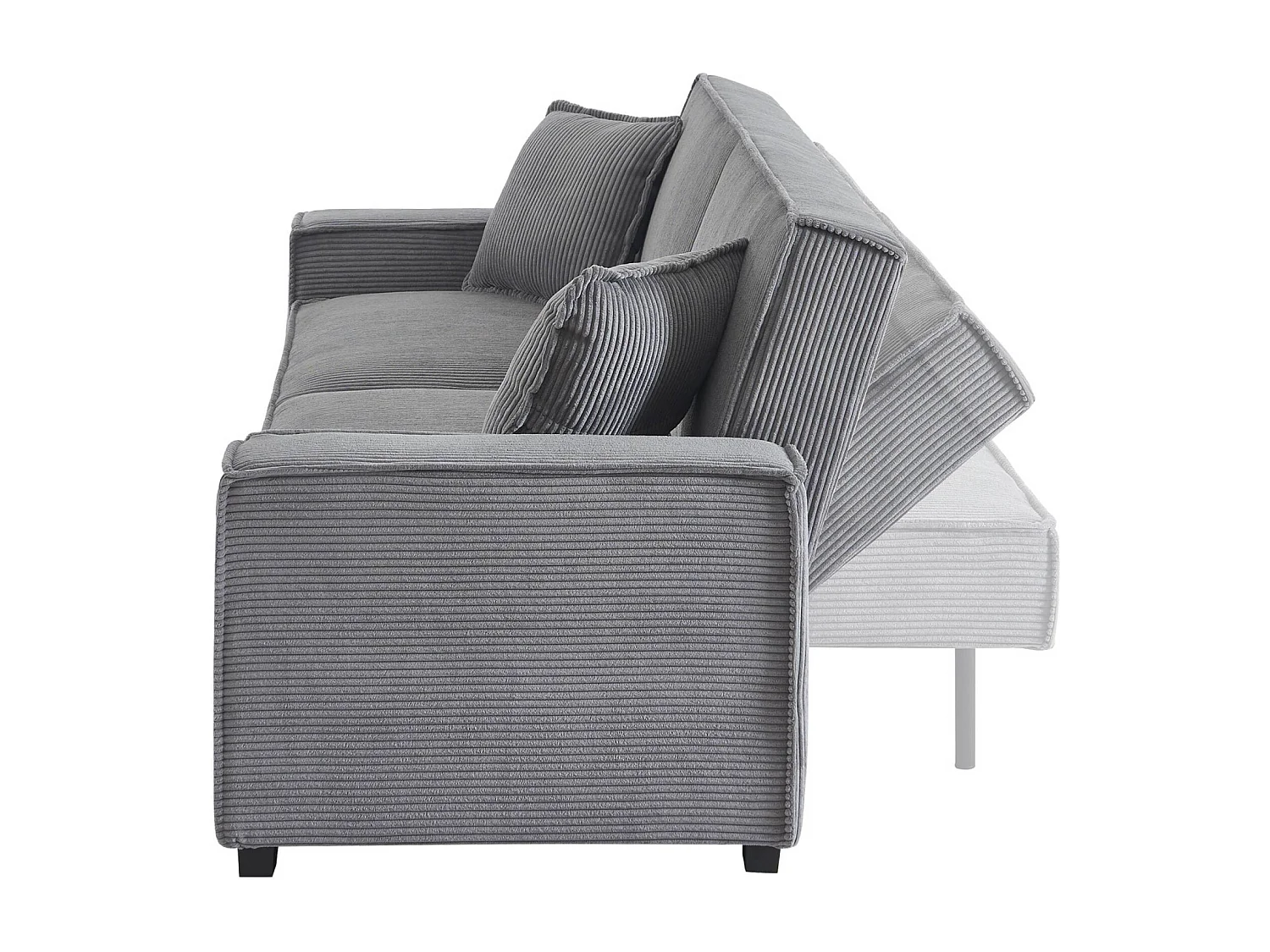 Sofá cama de pana de 3 plazas gris claro