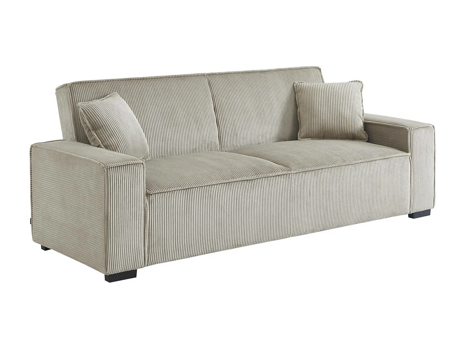 Divano letto a 3 posti in velluto a coste, beige