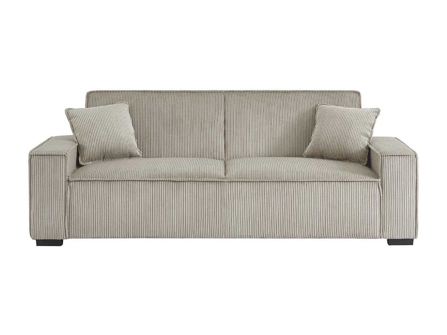 Canapé convertible 3 places beige velours côtelé L 231 x P 96.5 x H 80cm