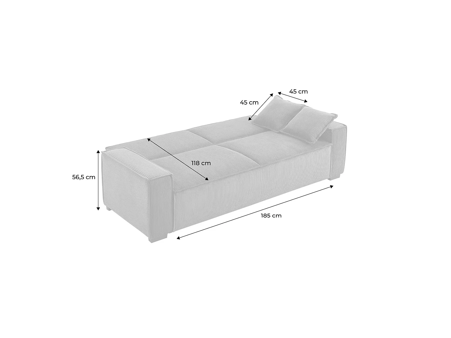 Sofá cama de pana, 3 plazas beige