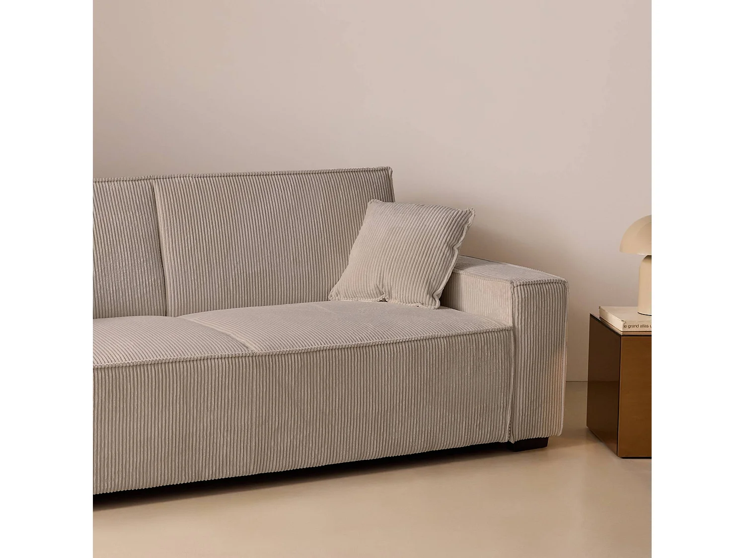 Sofá cama de pana, 3 plazas beige