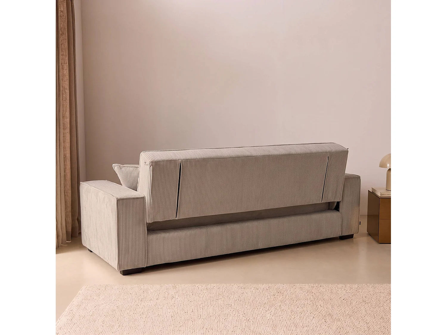 Sofá cama de pana, 3 plazas beige