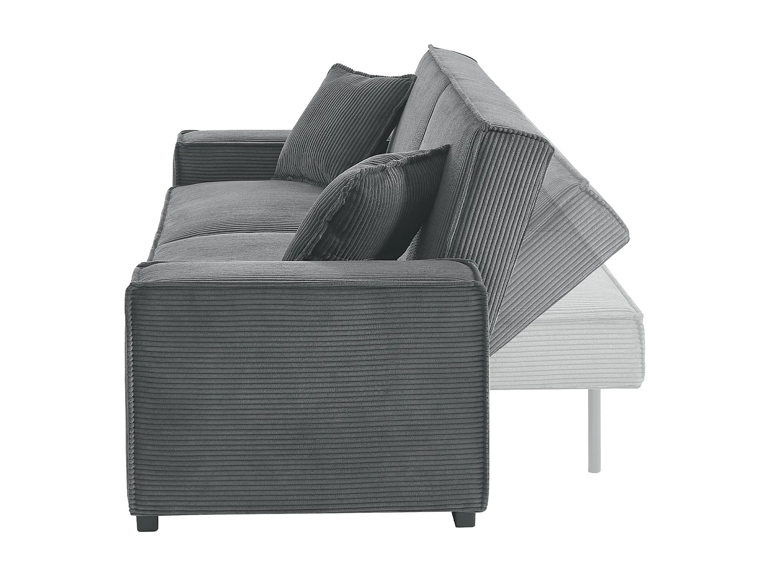 Sofá cama de pana de 3 plazas gris oscuro