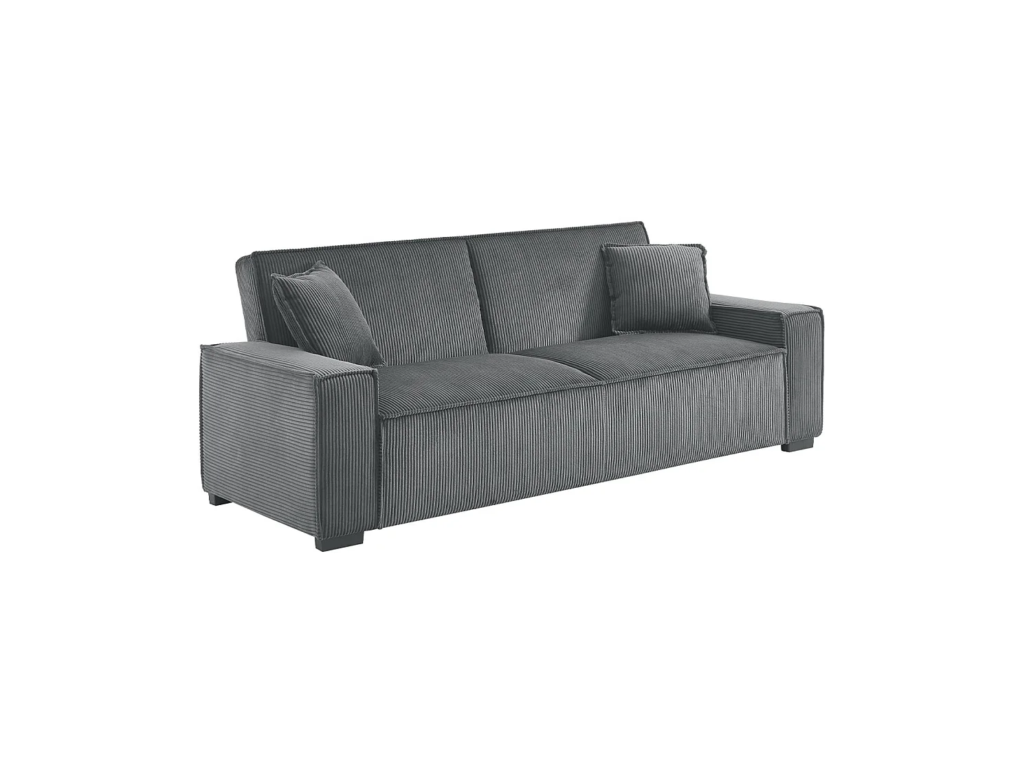 Sofá cama de pana, 3 plazas gris oscuro