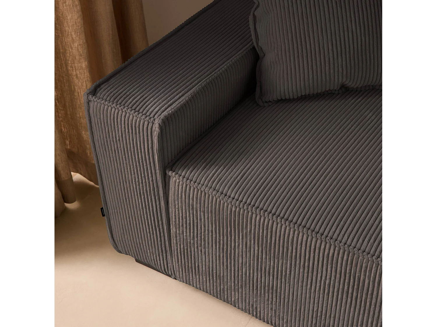 Sofá cama de pana, 3 plazas gris oscuro